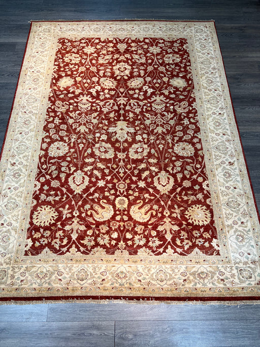 9'x12' Hand-Knotted Chobi Beige/Burgundy Area Rug – KB Rugs