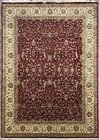 9'X12' Hand-Knotted Persian-Style (Indo-Persian) Wool Area Rug- Red/Ivory