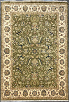 9'X12' Hand-Knotted Chobi Wool Area Rug - Green/Beige