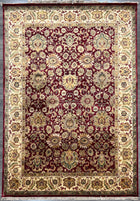 9'X12' Hand-Knotted Persian-Style (Indo-Persian) Wool Area Rug- Burgundy/Beige