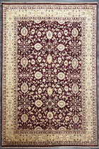 9'X12' Hand-Knotted Chobi Wool Area Rug - Maroon/Beige