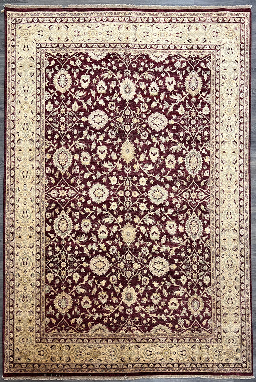 9'x12' Hand-Knotted Chobi Maroon/Beige Area Rug – KB Rugs