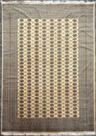 9'X12' Hand-Knotted Bukhara Wool Area Rug- Beige/Black