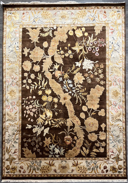 9'1"X12'1" silk flower Wool Hand Knotted Area Rug