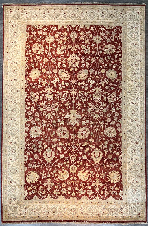 9'x12' Hand-Knotted Chobi Beige/Burgundy Area Rug – KB Rugs