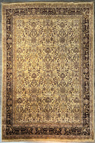 9'X12' Hand-Knotted Herbal Wash Wool Area Rug- Beige/Black