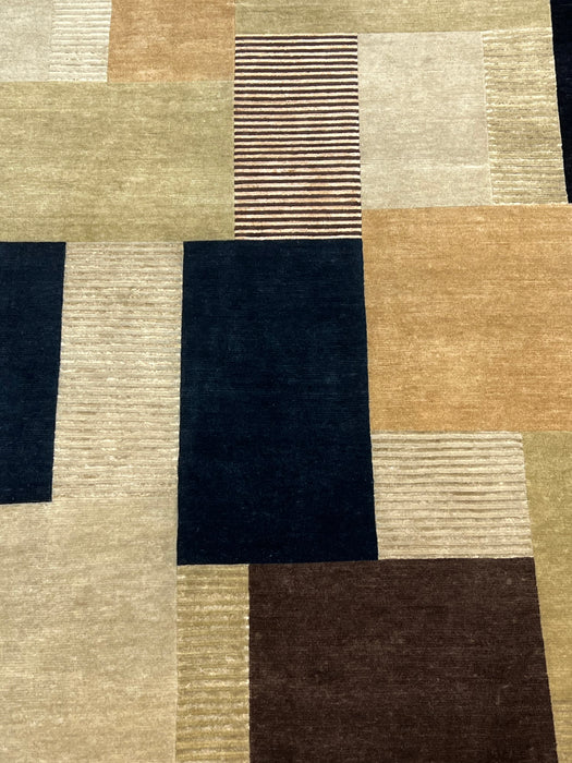 6’2x8’10 wool and silk nepali area rug