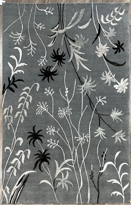 6’1x9’1 wool and silk nepali area rug area rug