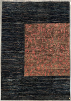 6'X9' Hand-Knotted Nepali Wool Area Rug- Black/Red