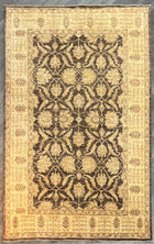 6'X19' Hand-Knotted Chobi Wool Area Rug - Beige/Brown
