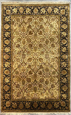 6'X9' Hand-Knotted Herbal Wash (Indo-Persian) Wool Area Rug- Beige/Multi