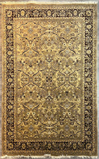 6'X9' Hand-Knotted Persian-Style (Indo-Persian) Wool Area Rug- Brown/Beige