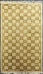 4'X6' Hand-Knotted Nepali Wool Area Rug- Brown/Beige