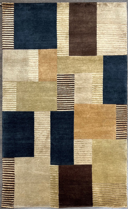 4'X5'10" Nepali Wool&Silk Area rug
