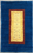 4'X6' Hand-Knotted Nepali Wool Area Rug- Blue/Multi