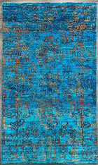 4'X6' Hand-Knotted Nepali Wool Area Rug- Blue/Multi
