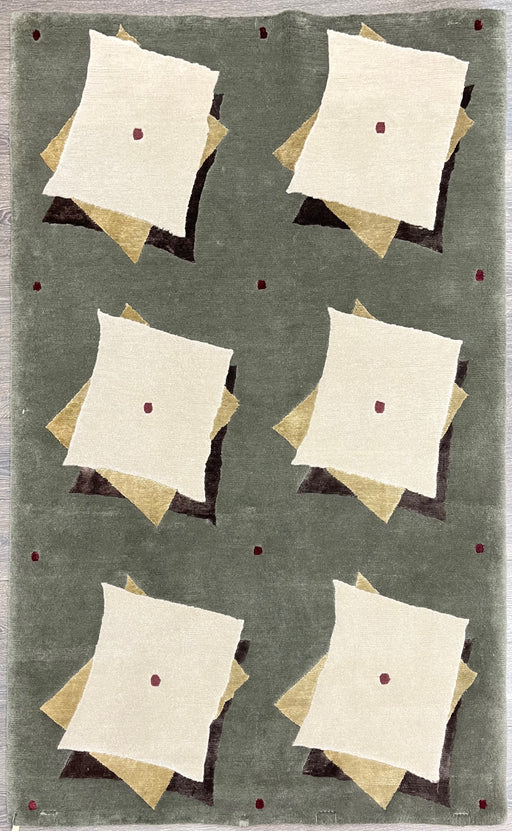 4'x6' Hand-Knotted Nepali Green/Beige Area Rug – KB Rugs