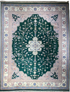 9'X12' Hand-Knotted Persian-Style (Indo-Persian) Wool Area Rug- Multi/Green