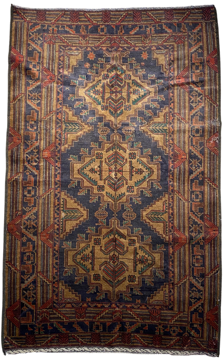 3.9X5.10 Bajasta hand Knotted 100% Wool Area rug (Antique)