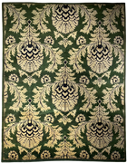 9'X12' Hand-Knotted Persian-Style (Indo-Persian) Wool Area Rug- Green/Beige