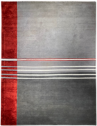 9'X12' Hand-Knotted Nepali Wool Area Rug -Red/Grey