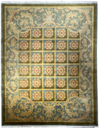 9'X12' Hand-Knotted Persian-Style (Indo-Persian) Wool Area Rug- Multi/Green