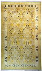 4'X6' Hand-Knotted Kashmiri Silk Area Rug- Yellow/Black